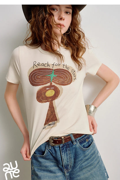 Art Print Slim-Fit Lyocell Short-Sleeve Tee