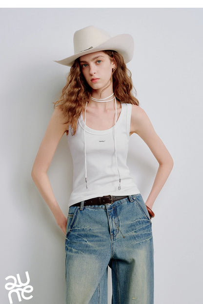 U-Neck Slim Fit Cropped High-Stretch Tank Top