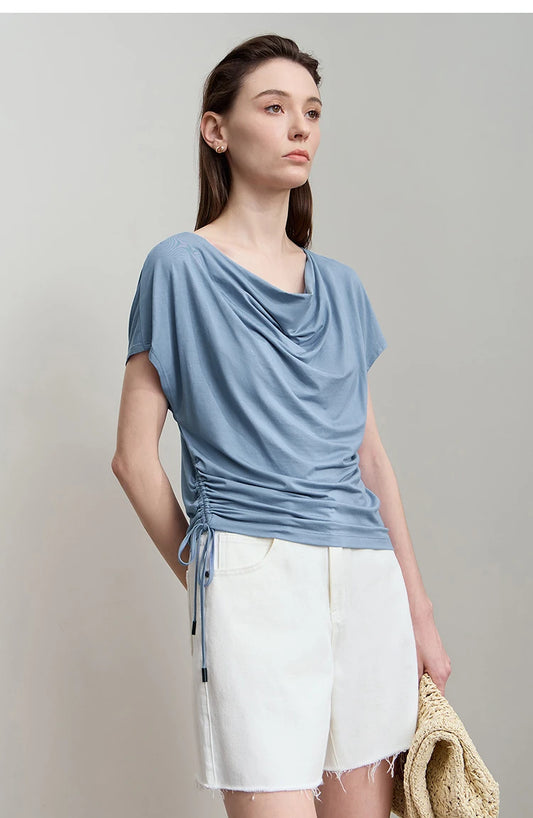 Minimalist Loose Swing Neck T-Shirt Knit Top