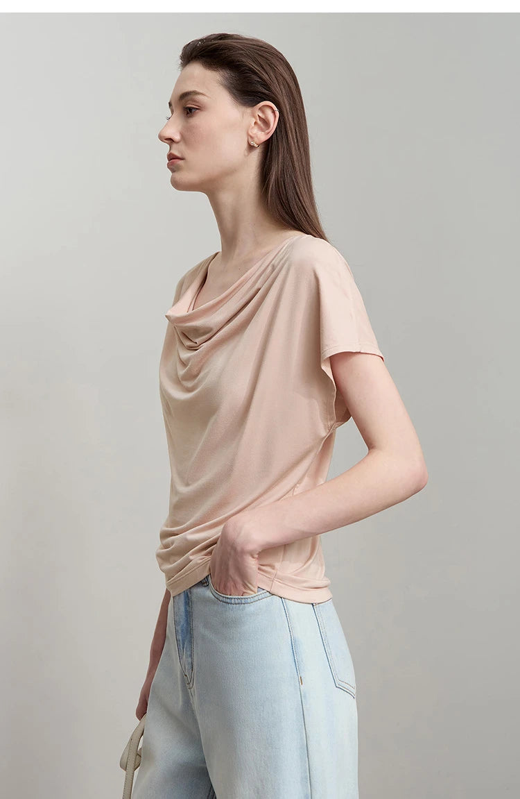 Minimalist Loose Swing Neck T-Shirt Knit Top