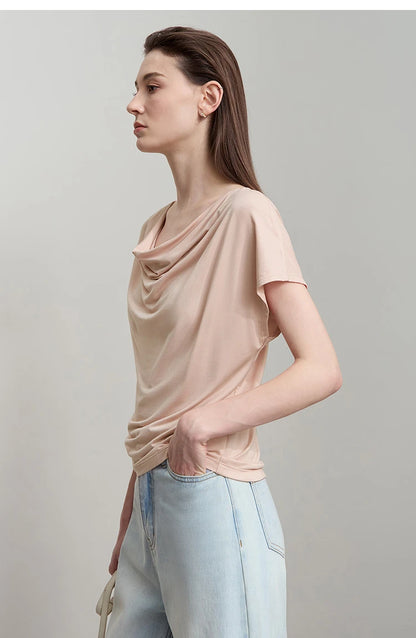 Minimalist Loose Swing Neck T-Shirt Knit Top