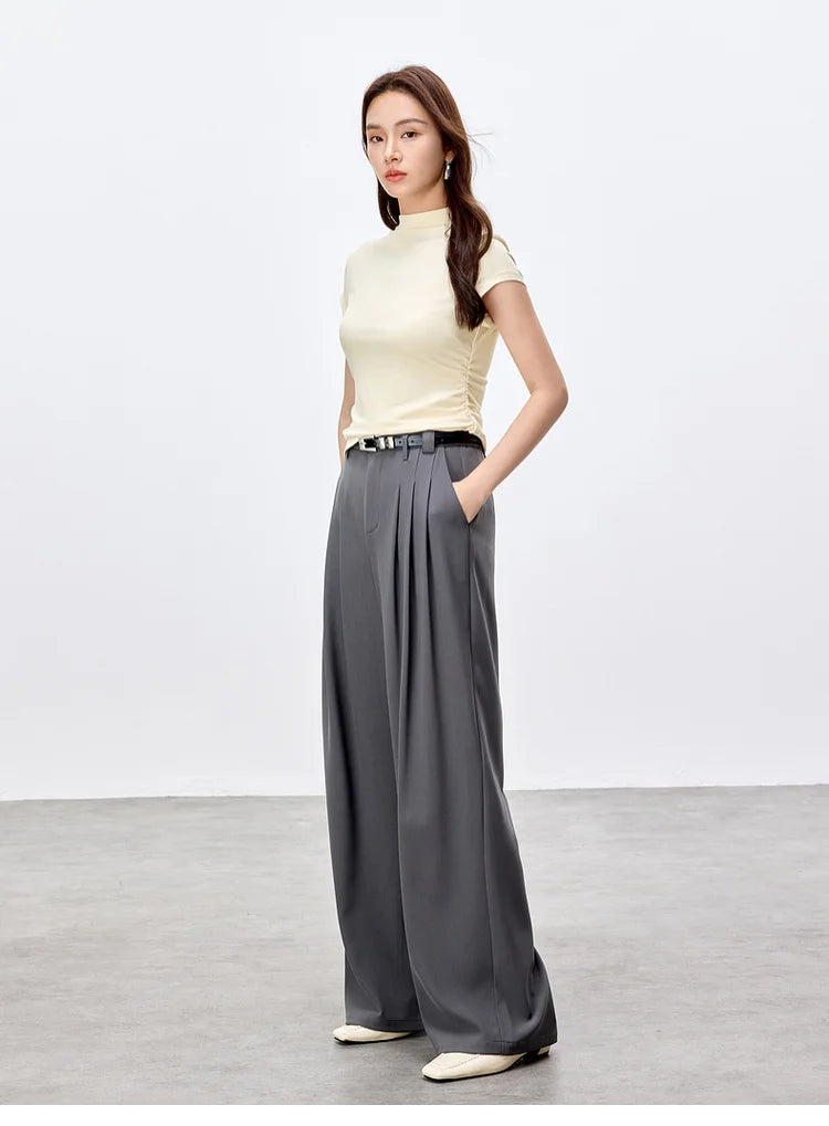Slim Fit Half High Neck Tee & Shirring Detail