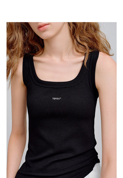 U-Neck Slim Fit Cropped High-Stretch Tank Top