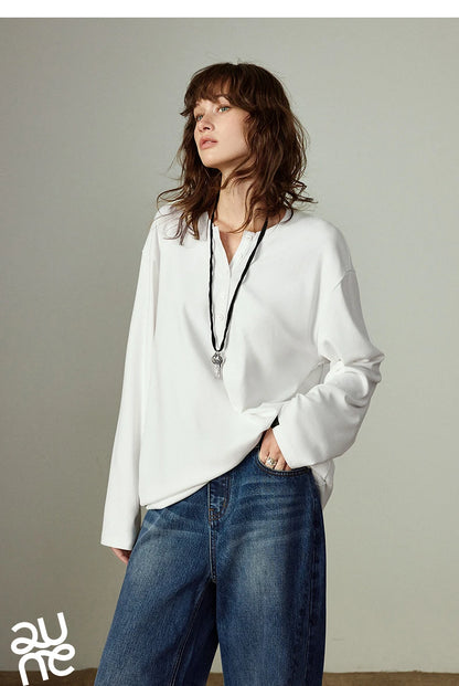 Long-sleeve Loose Minimalist Knit Top