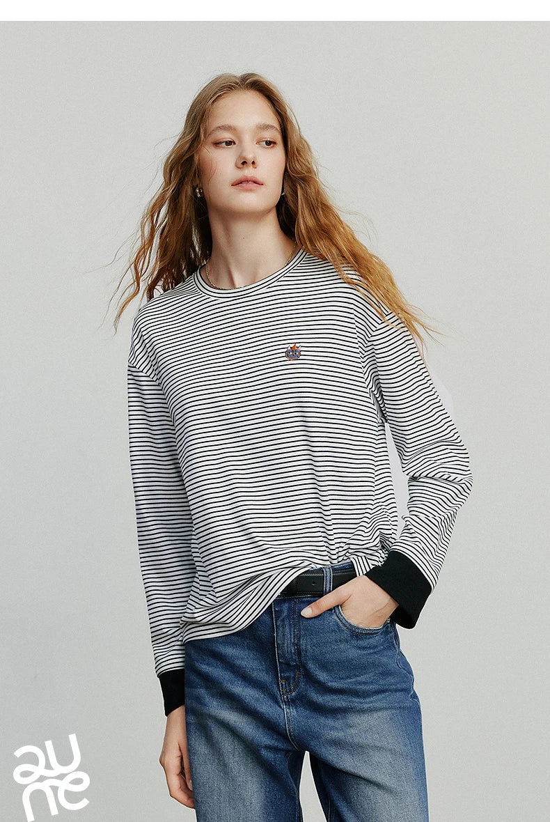 Asymmetric Slim-Fit Stripe Embroidered Top