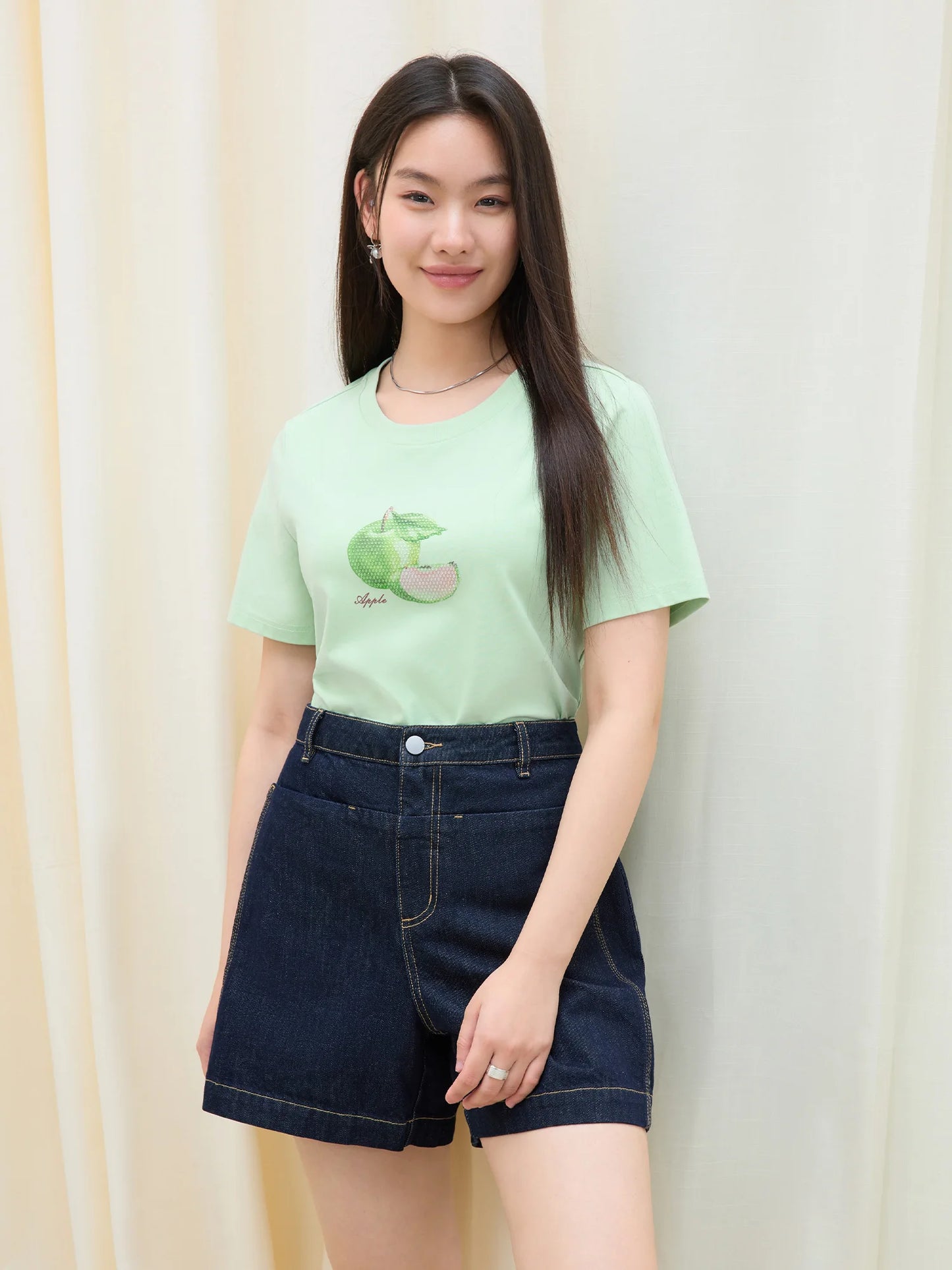 Fruit Print Crystal T-Shirt & Breathable Cotton Blend