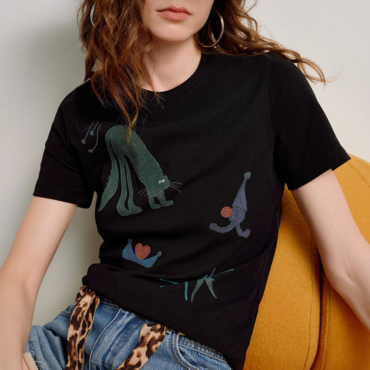 Art Print Slim-Fit Lyocell Short-Sleeve Tee