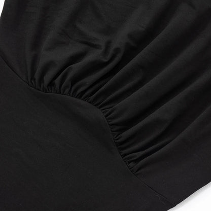 One Shoulder Pleated Tank Top & Waist Shrinking Design
