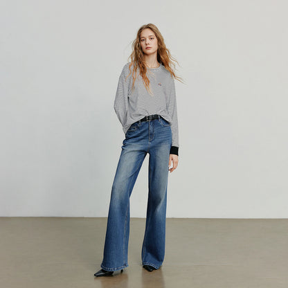 Asymmetric Slim-Fit Stripe Embroidered Top