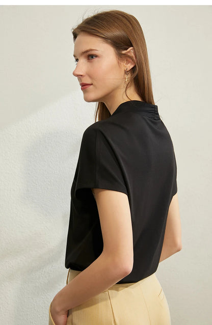 Minimalist Solid V-Neck Short Sleeve T-shirt