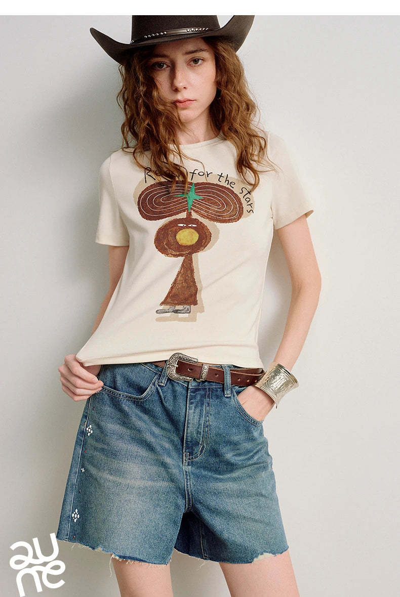 Art Print Slim-Fit Lyocell Short-Sleeve Tee