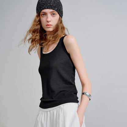 Nude-Feel Fitted Crop Wool Blend Tank
