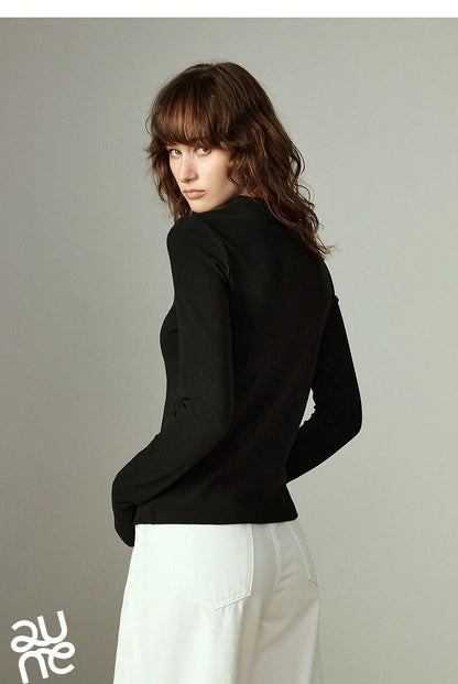 Slim Waist Split Base Layer Long Sleeve Top