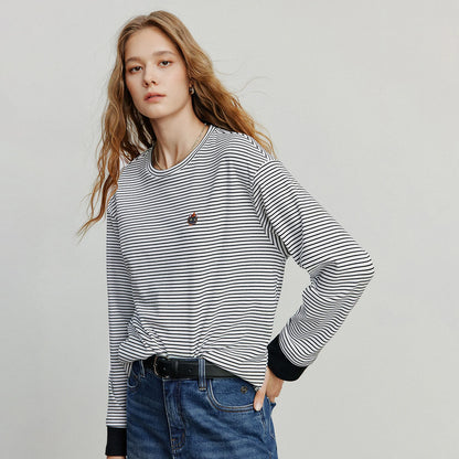 Asymmetric Slim-Fit Stripe Embroidered Top