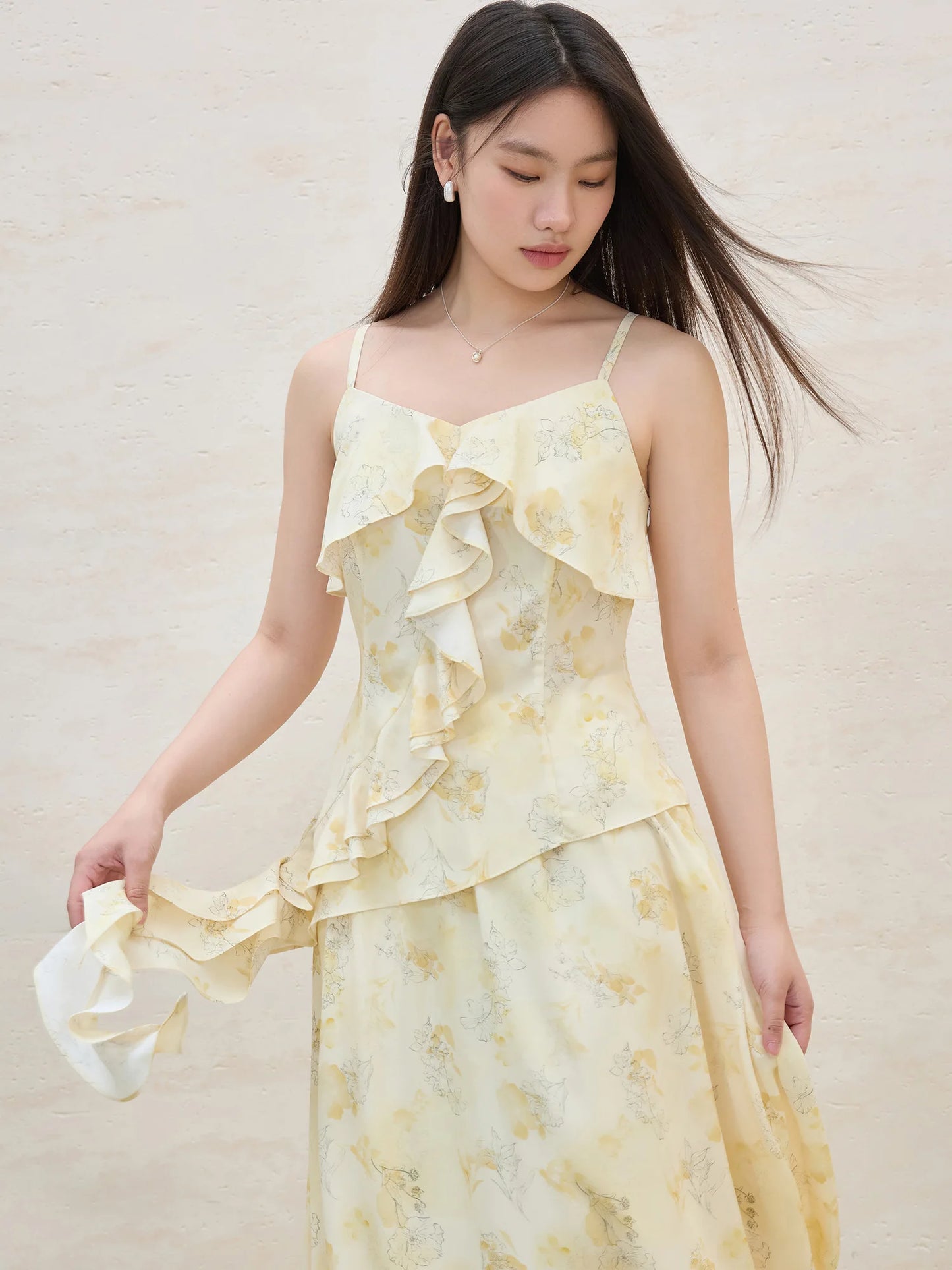Floral Ruffled Top & Skirt Two-piece Set