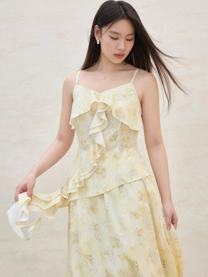 Floral Ruffled Top & Skirt Two-piece Set