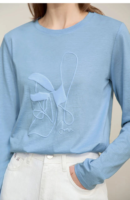 Cotton O-Neck Long Sleeve Printed Tee